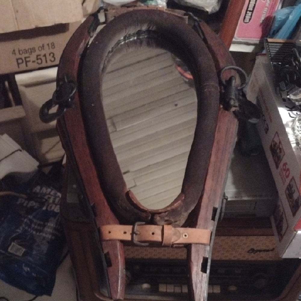 Antique Wooden Horse Collar with Mirror
